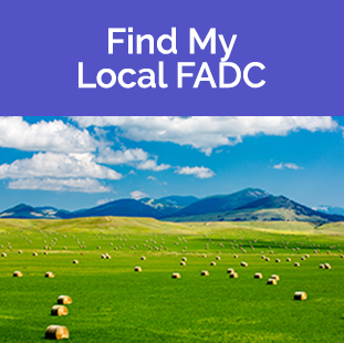 field of round hay bales in front of mountains