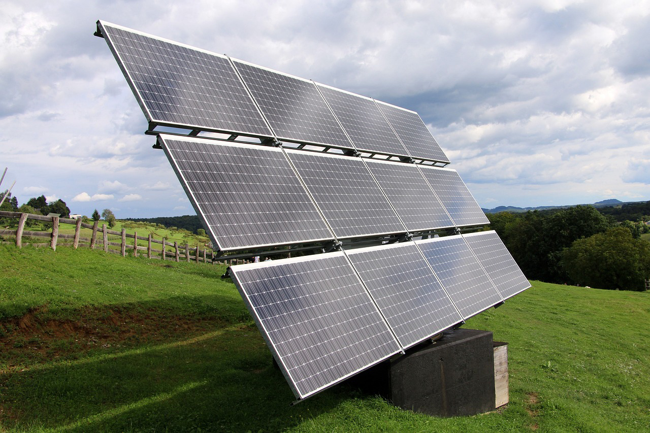 Rotating solar panels in field