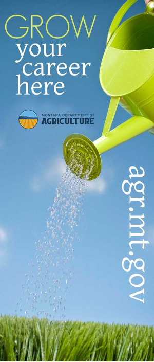 Image of watering can, with a text overlay reading: Grow your career here - Montana Department of Agriculture