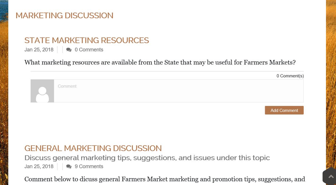 An example of the Discussion section of a page on the Farmers Market Portal from the Montana Department of Agriculture.