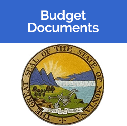 Budget tile - MT State Seal - mountains, river, pic and shovel  