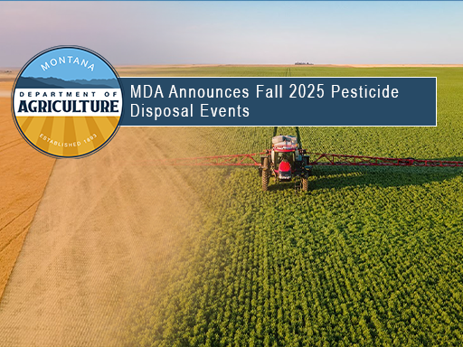 Tractor with sprayer in field with text overlay announcement