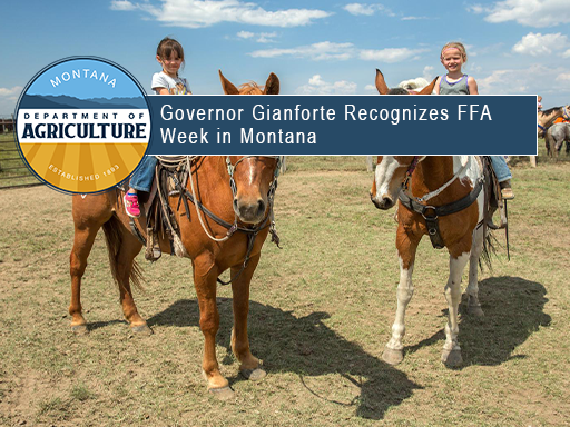 Two young cowgirls horseback with text overlay announcement