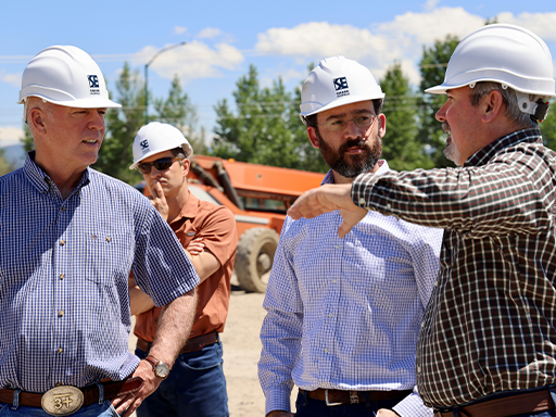 Gov Gianforte touring the construction site of the new state laboratory at MSU