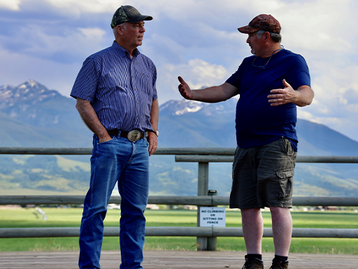 Gov Gianforte visiting Music Ranch Montana in Livingston with owner Frank Smith