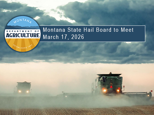 Harvesters in sunset with text overlay announcement