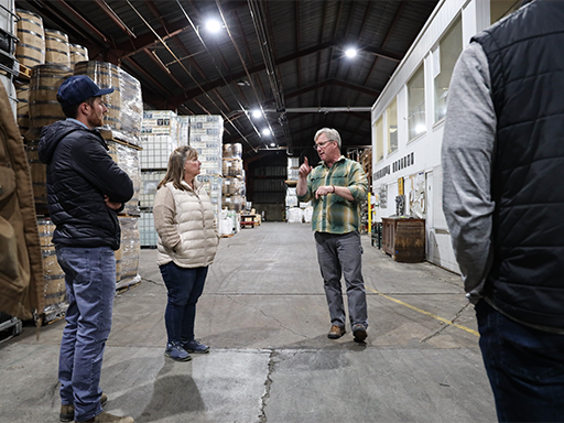 Headframe owner John McKee chats with Director Clark 