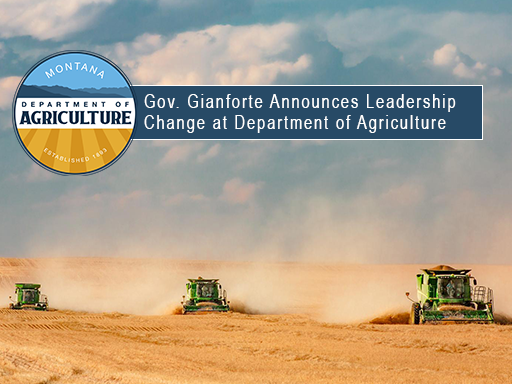 Three combines in field with blue sky background and text overlay announcement