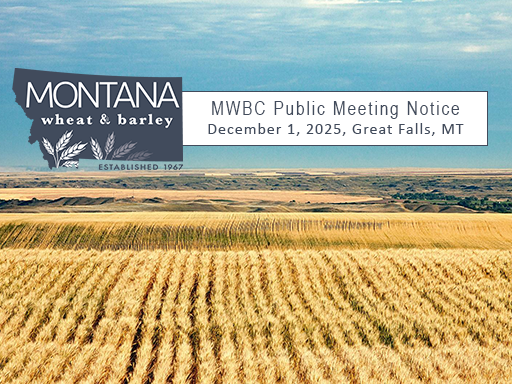 Cut wheat in field with text overlay announcement