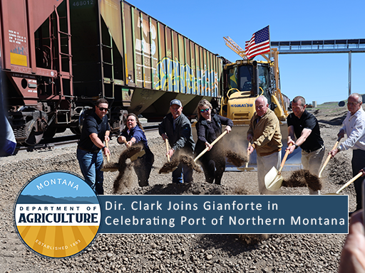 Director Clark in Shelby, MT participating in celebratory dirt shoveling