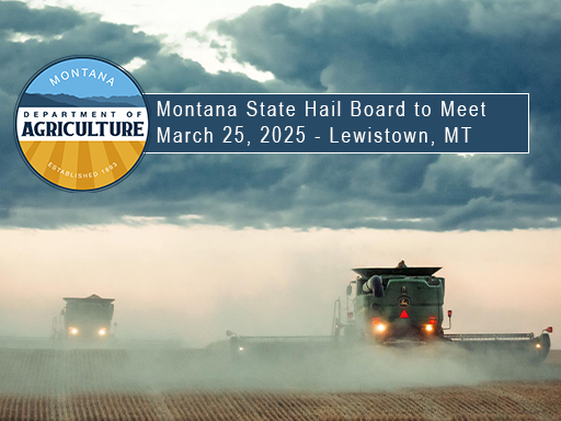 Combine in field at sunset with text overlay announcement