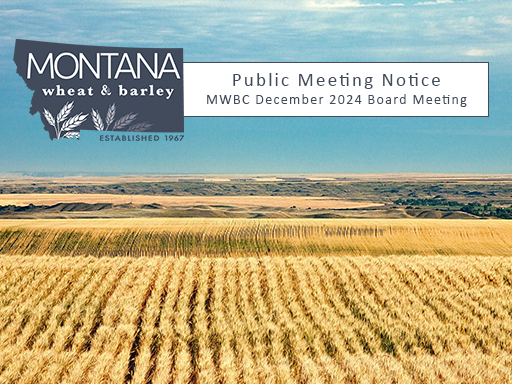 Field of wheat with dark blue sky background with text overlay announcement