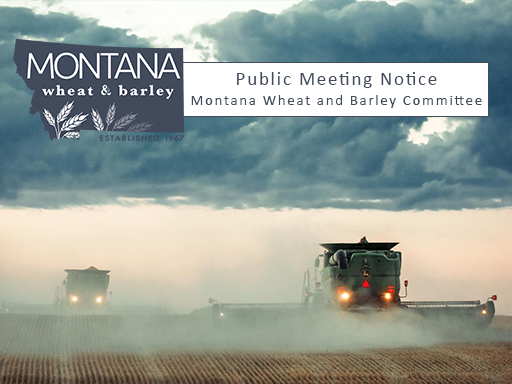 Combine in field at sunset with text overlay announcement