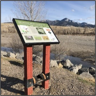 Trailhead sign with boot brush