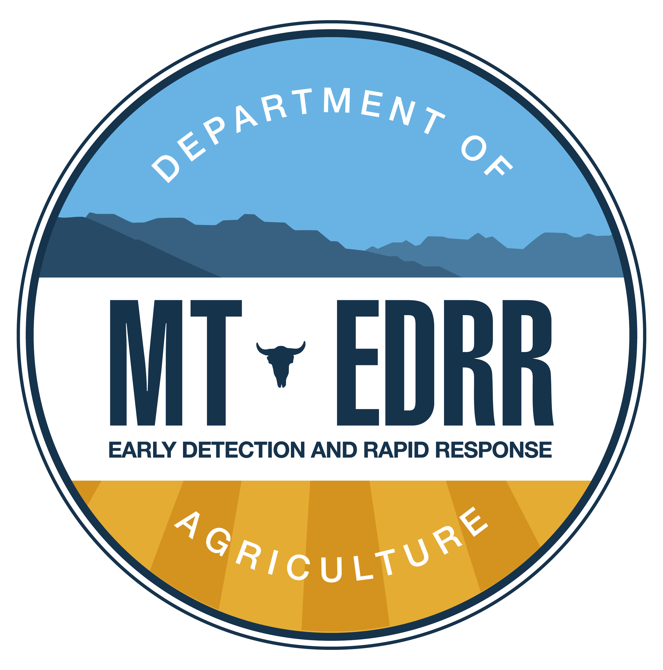 Montana EDDR round logo with mountains and fields
