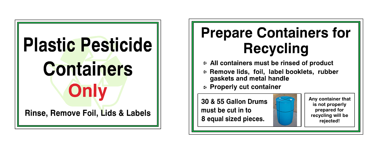 recycling container signs on how to prep contact for more information