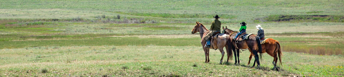 dad and 2 children on horse back