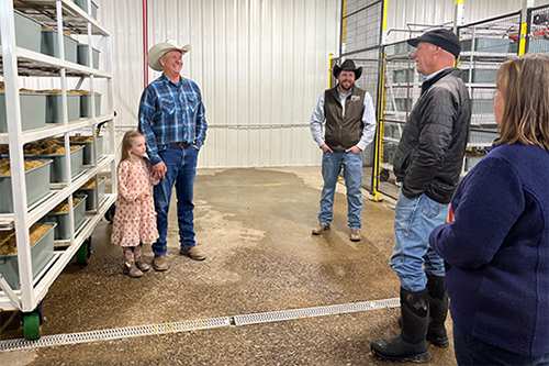 Joel and Family talking with Governor Gianforte and Ag Director Christy Clark